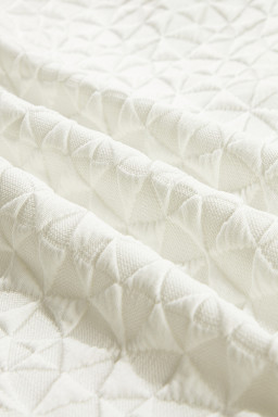 White V Neck Collared Texture Puff Sleeve Top