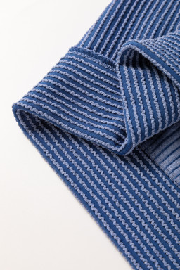 Sail Blue Plus Size Ribbed Top and Wide Leg Pants Set