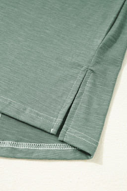 Seagrass Stitch Details Half Button Drop Sleeve Plus Size Top