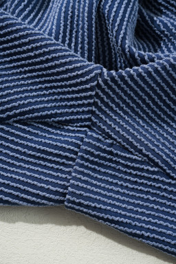 Sail Blue Plus Size Ribbed Top and Wide Leg Pants Set