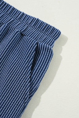 Sail Blue Plus Size Ribbed Top and Wide Leg Pants Set