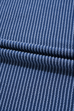 Sail Blue Plus Size Ribbed Top and Wide Leg Pants Set