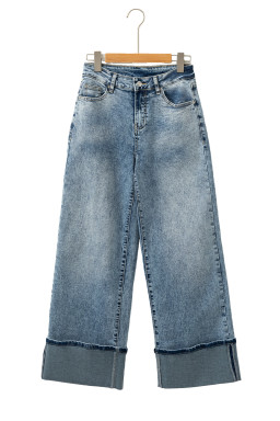 Myosotis High Rise Button Zip Washed Jeans