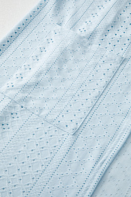 Mist Blue Solid Color Pocket Long Sleeve Cardigan