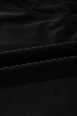 Black Ruched Mesh One Shoulder Bikini Top and Skirts Set