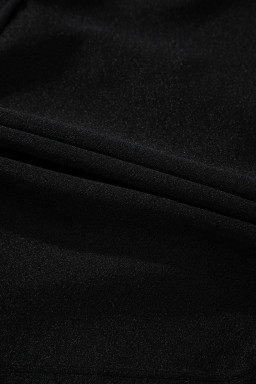 Black Drawstring Ruched High Waist Loose Swim Shorts