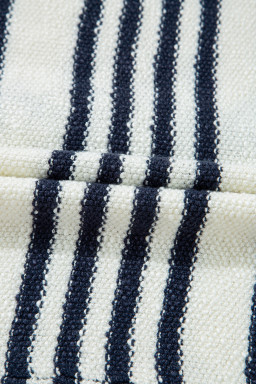 Blue Stripe Loose Buttoned V Neck Knit Vest