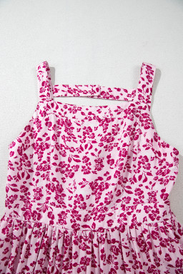 Pink Floral Cutout Back Empire Waist Sleeveless Maxi Dress