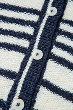 Blue Stripe Loose Buttoned V Neck Knit Vest