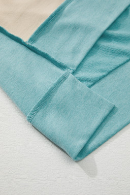 Mint Green Color Block Raglan Sleeve Buttoned Plus Size T Shirt