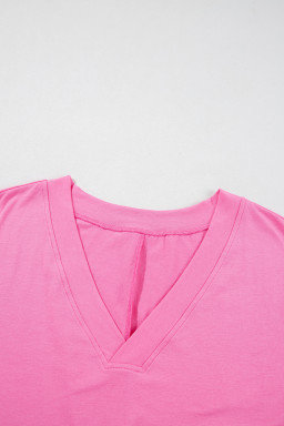 Bonbon Loose Half Sleeve V Neck Plain Romper