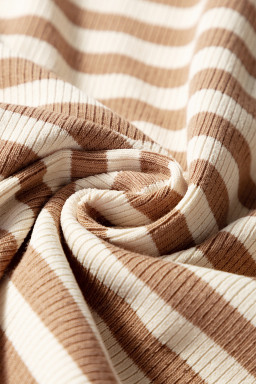 Khaki Stripe Exposed Seam Trim Round Neck Sleeveless Top