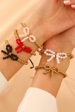 White Pearl Bowknot Beaded Bracelet
