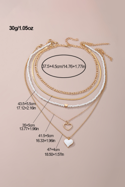 Gold Heart Pendant Multi Layer Adjustable Chain Necklace