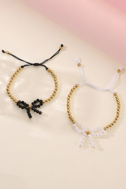 White Pearl Bowknot Beaded Bracelet
