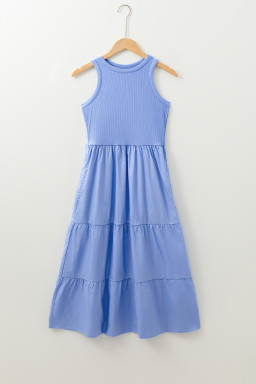 Myosotis Ribbed Vest Patchwork Tiered Midi Dress