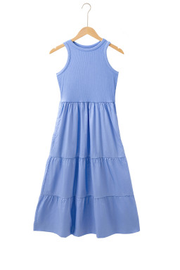 Myosotis Ribbed Vest Patchwork Tiered Midi Dress