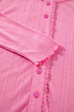 Bonbon Texture Cropped Bow Cami Shorts and Cardigan 3pcs Pajama Set