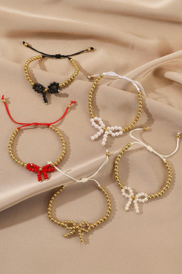 White Pearl Bowknot Beaded Bracelet