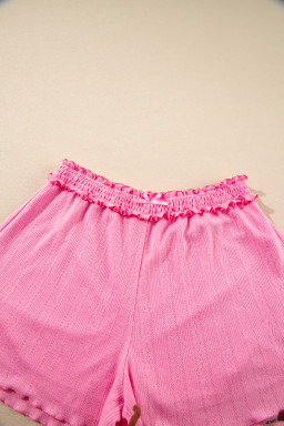 Bonbon Texture Cropped Bow Cami Shorts and Cardigan 3pcs Pajama Set