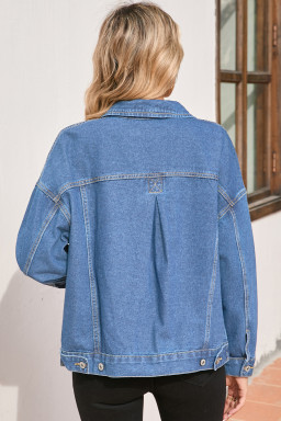 Light Blue Washed Oversized Pocketed Denim Jacket