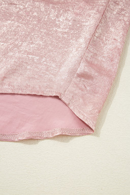 Delicacy Metallic Buttoned Loose Fit Short Sleeve Shirt