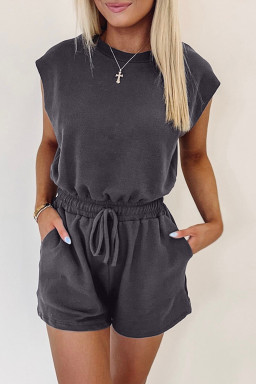 Bristol Black Backless Drawstring Waist Knit Romper