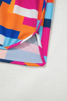 Rose Geometric Print Drawstring Waist Pocket Beach Shorts