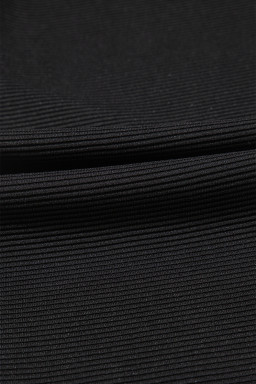 Black Textured Ruffle Sleeve Zipped Top and Wide Leg Pants Set