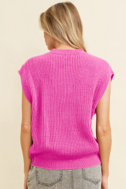 Bright Pink Horse Embroidered Round Neck Knit Vest