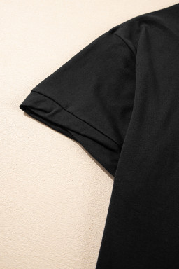 Black Plain Side Slit Oversized Tee