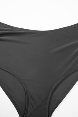 Black Stripe Plus Size Knot Cutout Ruffle Sleeve and High Waist Swimsuit Set