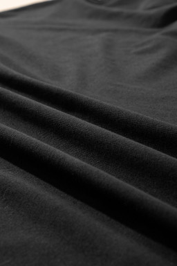 Black Plain Side Slit Oversized Tee