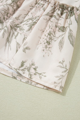 Green Floral Smocked High Waist Tiered Midi Dress