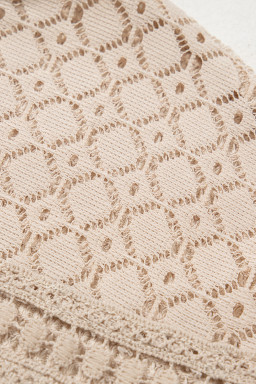 Oatmeal Hollow Patchwork Waffle Knit Top
