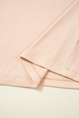 Pale Chestnut Floral Crochet V Neck Crinkled Blouse