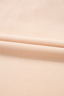 Pale Chestnut Floral Crochet V Neck Crinkled Blouse