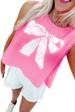 Sachet Pink Bow Casual Sleeveless Tee