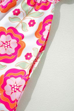 Rose Floral Print Layered Ruffle Sleeve Mini Dress