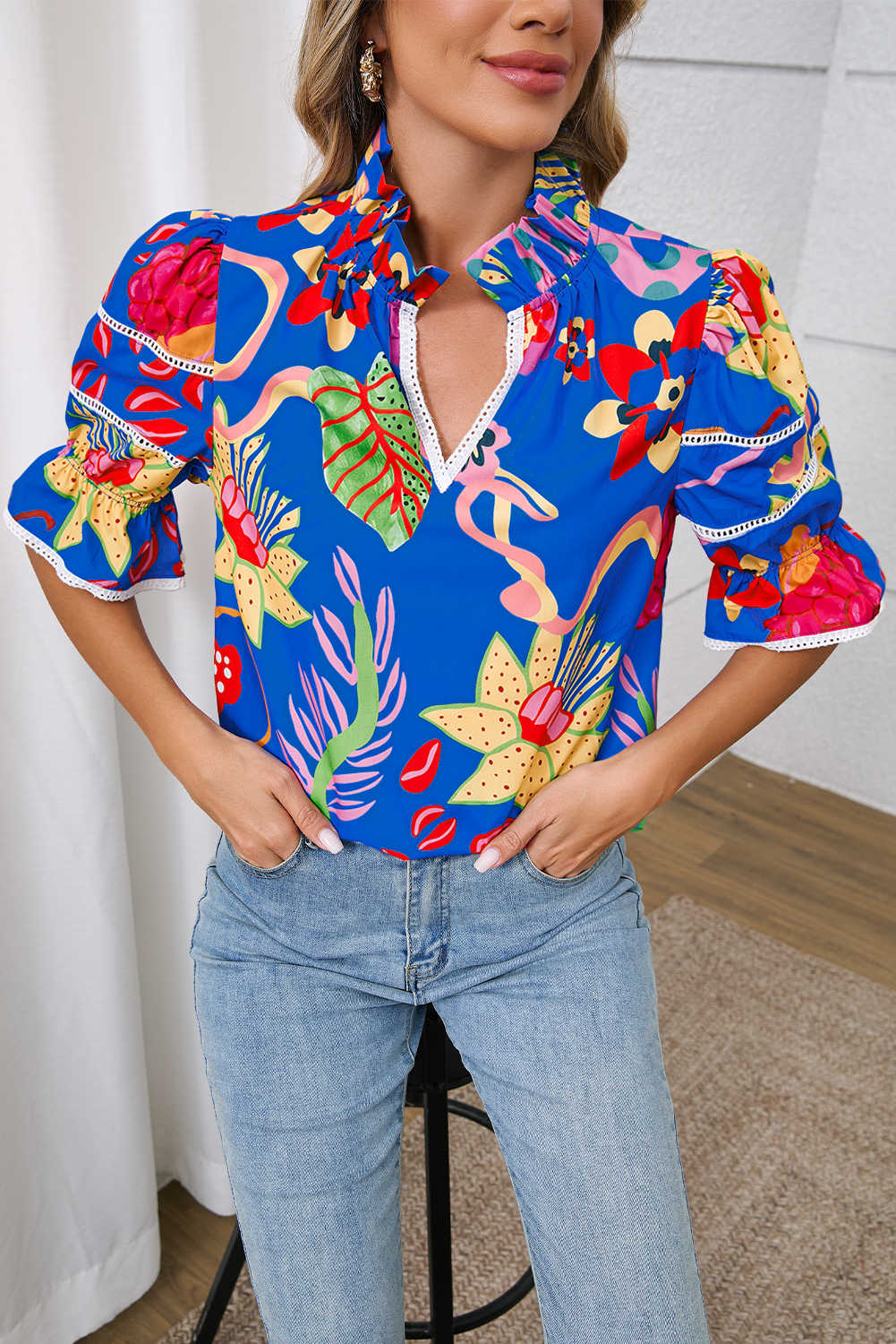 wholesale abstract print blouses