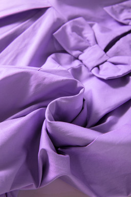 Wisteria Solid Color Bow Puff Sleeve High Waist Romper