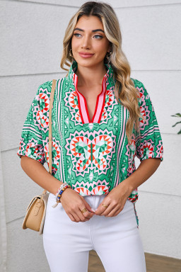 color block trim blouses in bulk