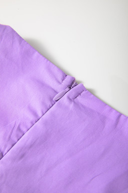 Wisteria Solid Color Bow Puff Sleeve High Waist Romper