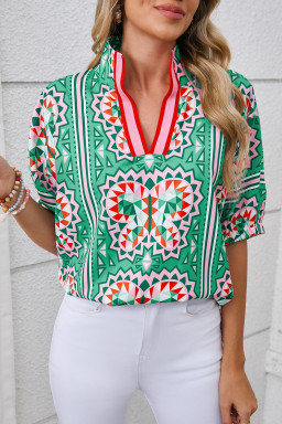 color block trim blouses