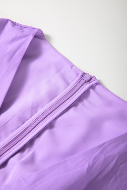 Wisteria Solid Color Bow Puff Sleeve High Waist Romper