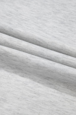 Light Grey Two Tone Contrast Waffle Knit Patched Buttoned V Neck Top