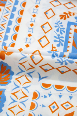 Orange Floral Print Ricrac Trim Spaghetti Straps Maxi Dress