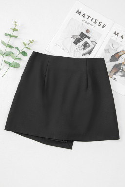 Black Rhinestone Bow High Waist Mini Skirt