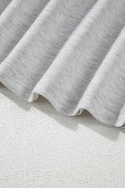 Light Grey Two Tone Contrast Waffle Knit Patched Buttoned V Neck Top