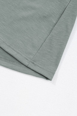 Mist Green Frilled Seam Round Neck T Shirt Dress